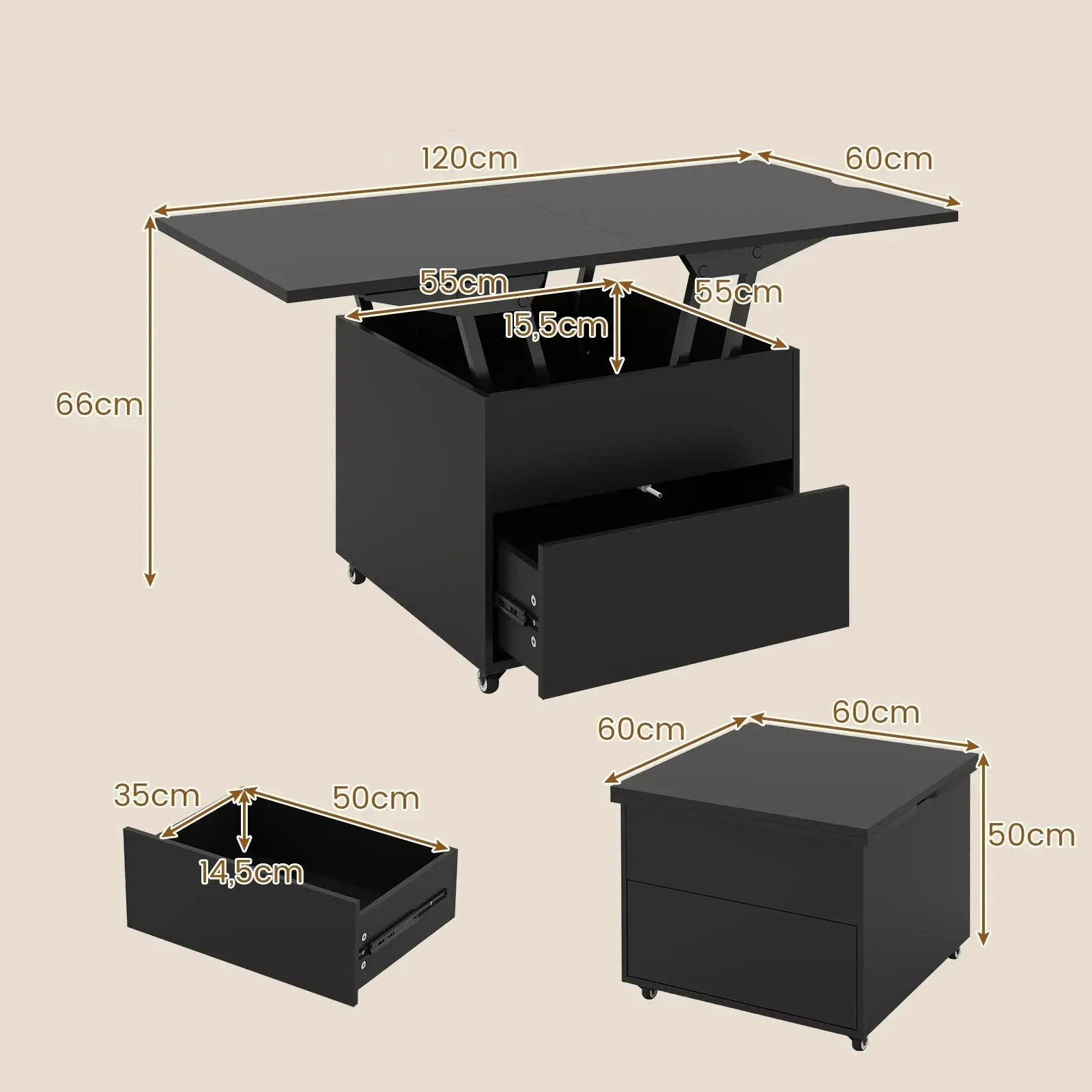 Masuta cafea Costway HV10806DK (Black) - 4