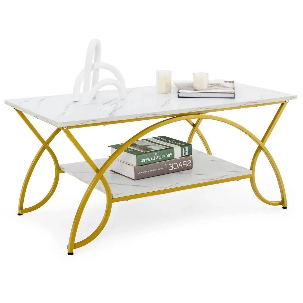 Masa pentru reviste Costway HV10816WH (White/Gold) - 2