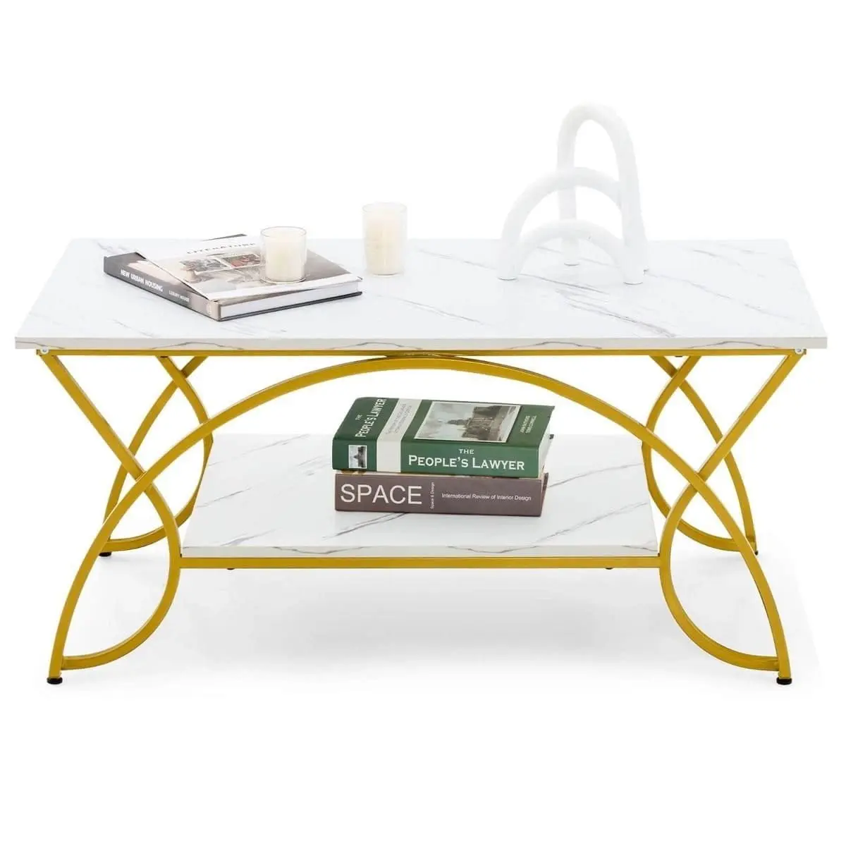 Masa pentru reviste Costway HV10816WH (White/Gold) - 3