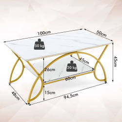Masa pentru reviste Costway HV10816WH (White/Gold) Thumb