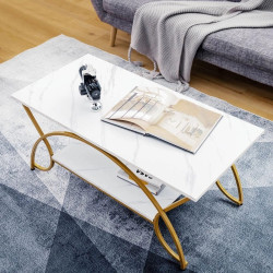 Masa pentru reviste Costway HV10816WH (White/Gold) Thumb