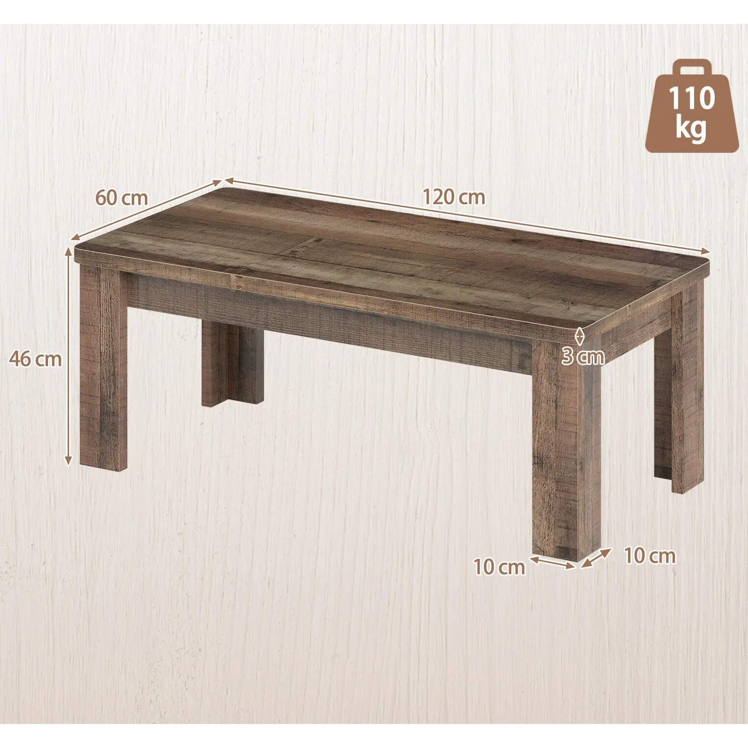 Masuta cafea Costway HV10878BN (Brown) - 3