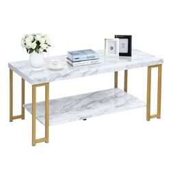 Журнальный столик Costway HW66338 (White/Gold) Thumb