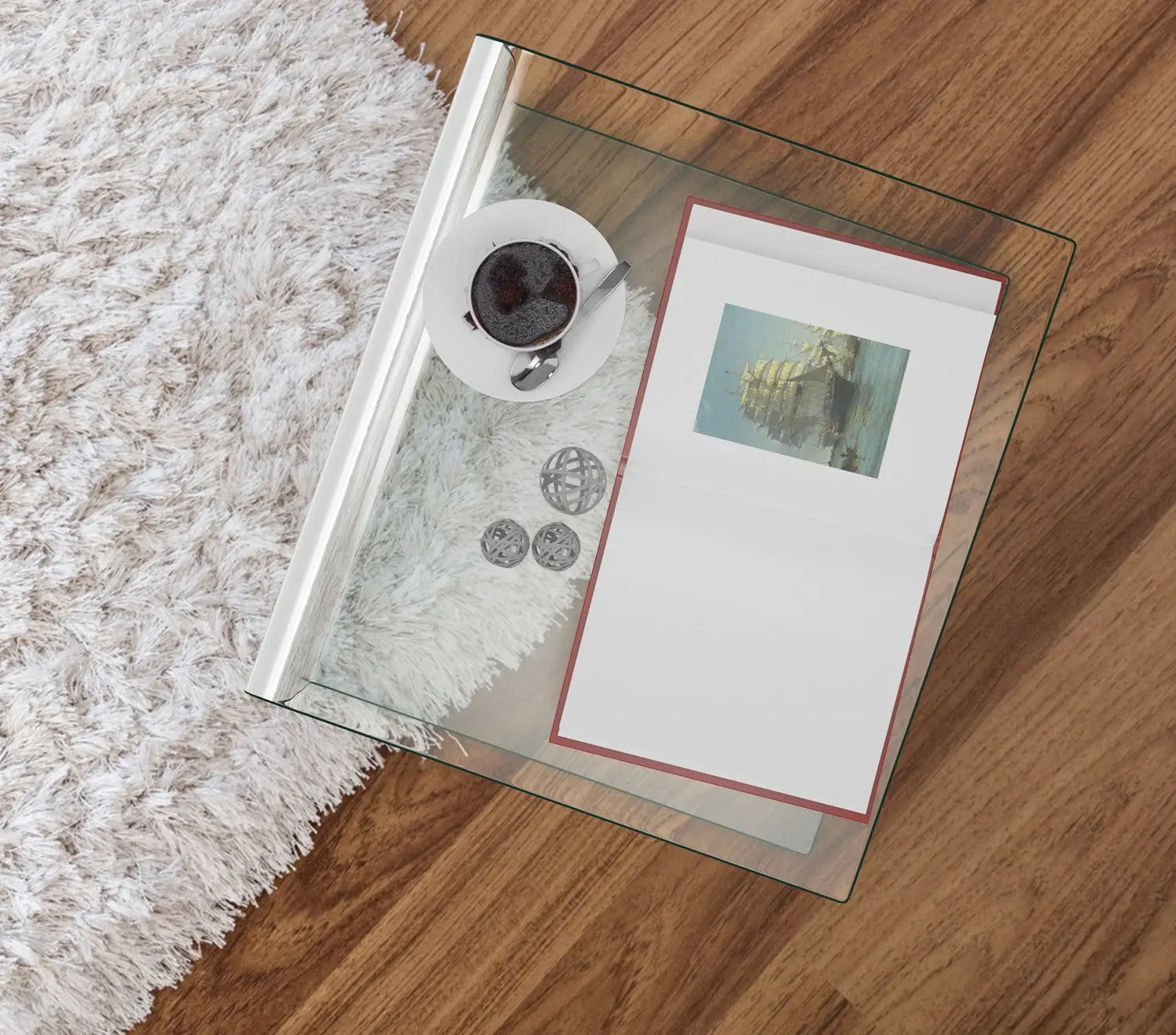 Masa pentru reviste Costway HW66957 (Transparent)