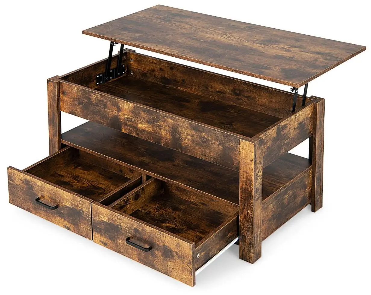 Журнальный столик Costway JV10413CF (Rustic Brown) - 2