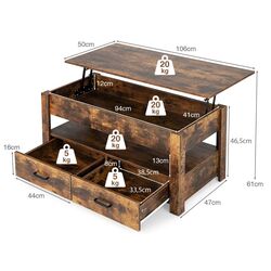 Журнальный столик Costway JV10413CF (Rustic Brown) Thumb