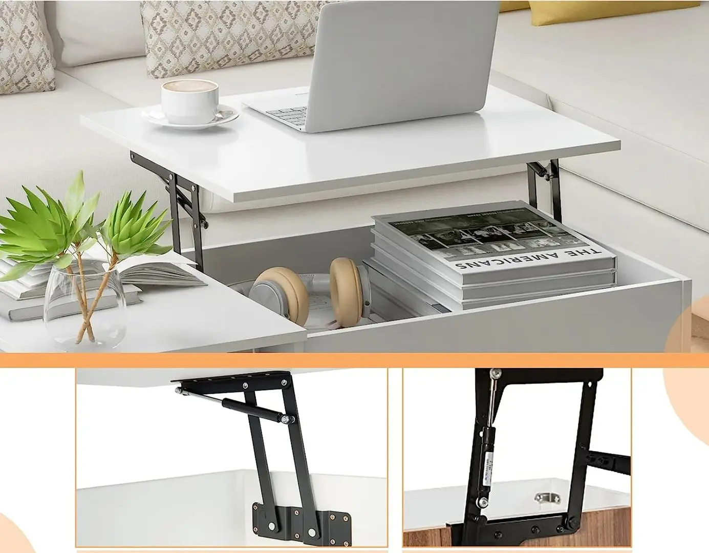 Masa pentru reviste Costway JV10869 (White) - 3