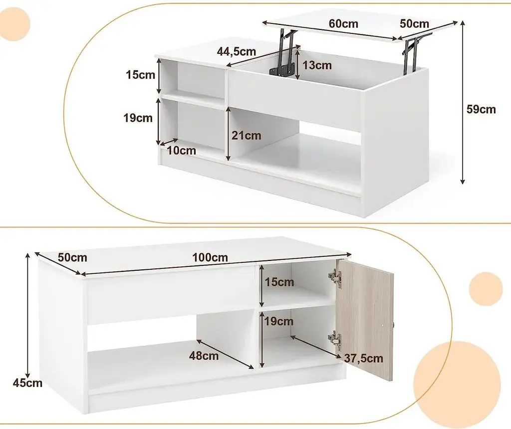 Masa pentru reviste Costway JV10869 (White) - 2