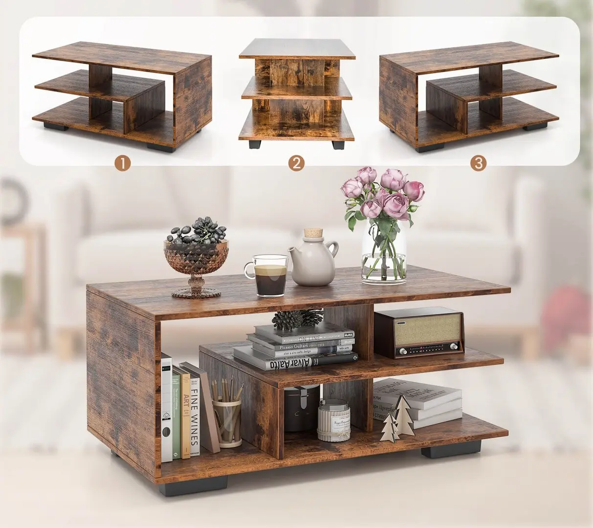 Masa pentru reviste Costway JV11328CF (Rustic Brown)