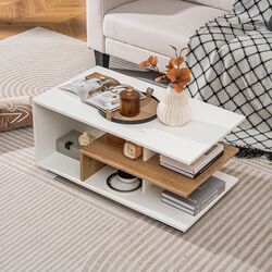 Masa pentru reviste Costway JV11328WH (White/Natural) Thumb