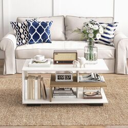 Masa pentru reviste Costway JV11328WH (White/Natural) Thumb