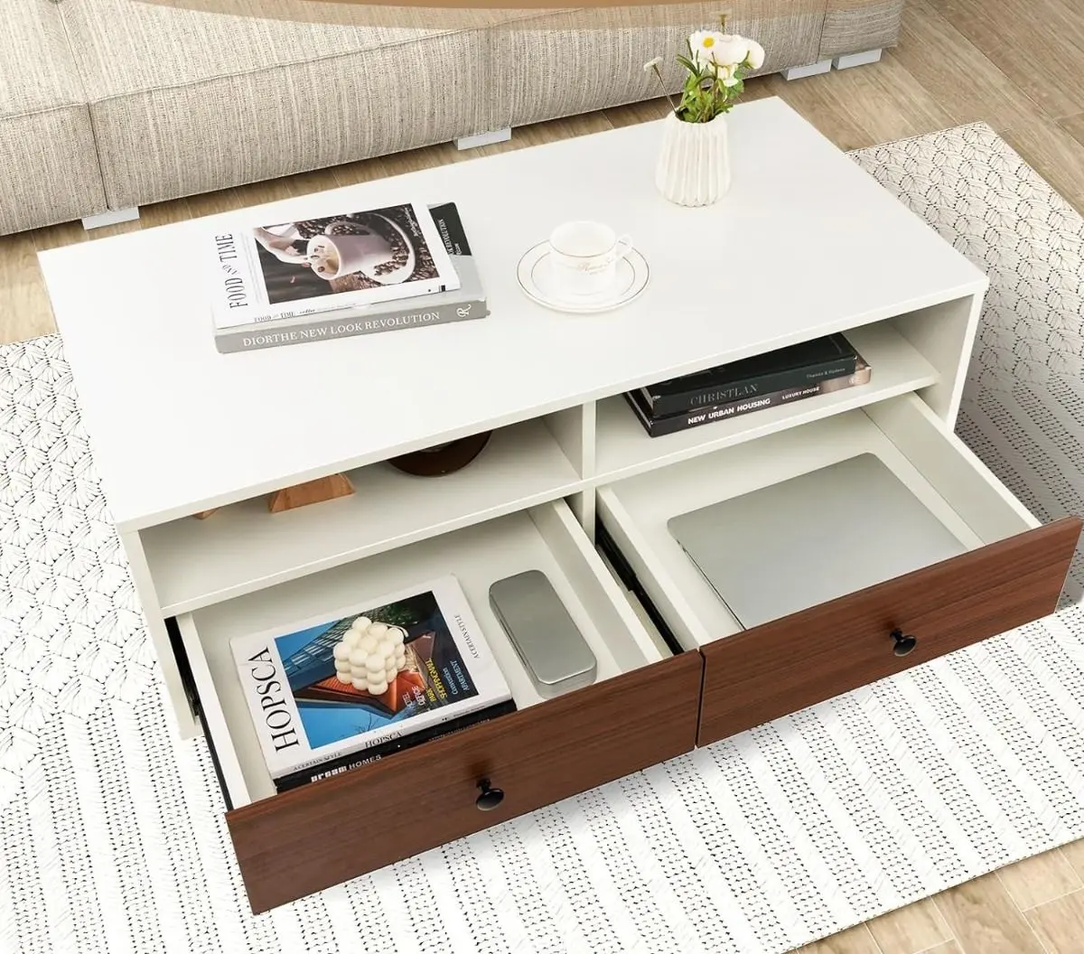 Masa pentru reviste Costway JV11335WH (White/Brown)