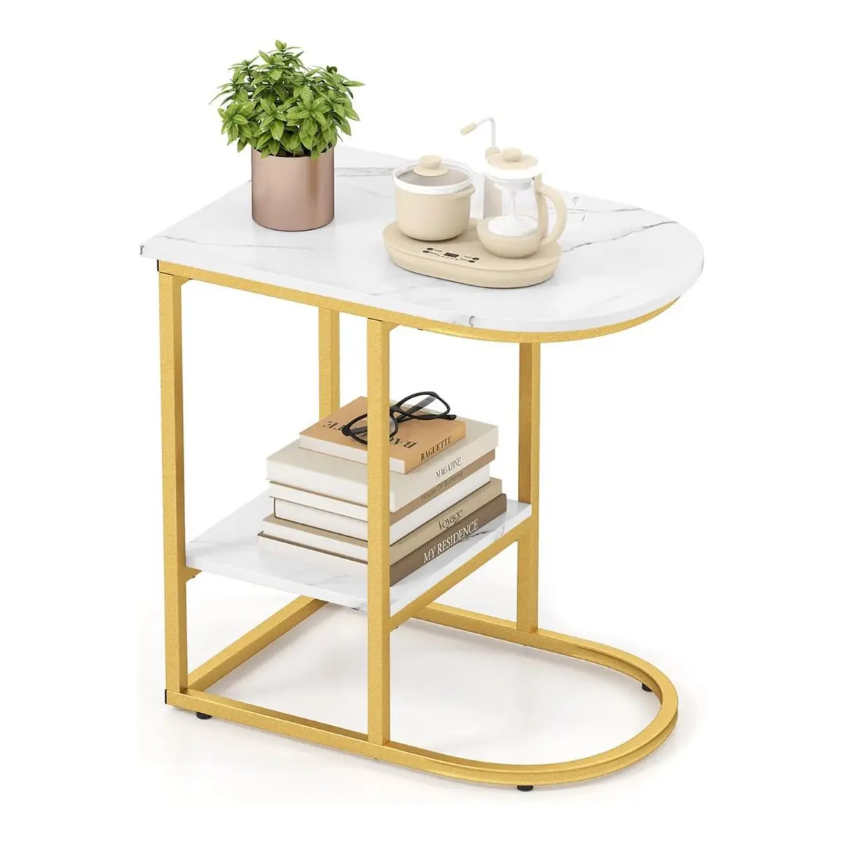 Masuta cafea Costway JV11384WH (White/Gold) - 2