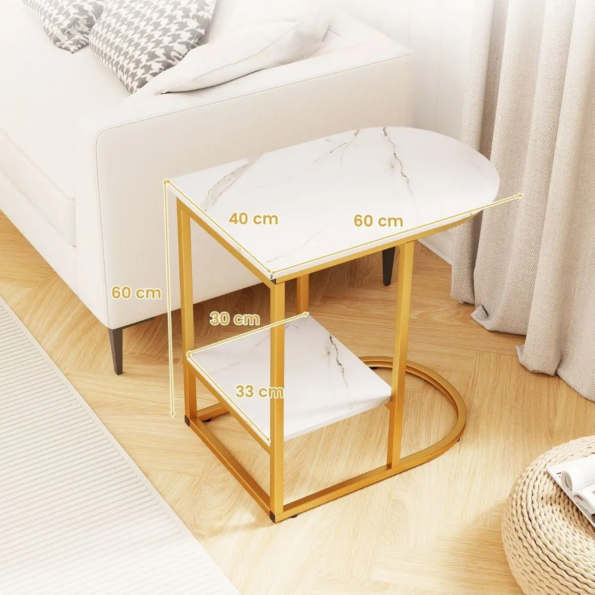 Masuta cafea Costway JV11384WH (White/Gold) - 3