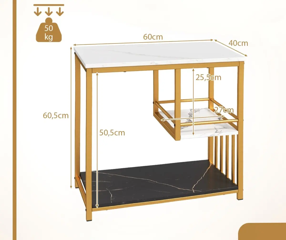 Журнальный столик Costway JV11554WH (White/Black/Gold)
