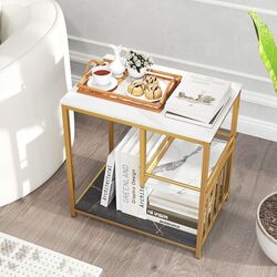 Журнальный столик Costway JV11554WH (White/Black/Gold) Thumb