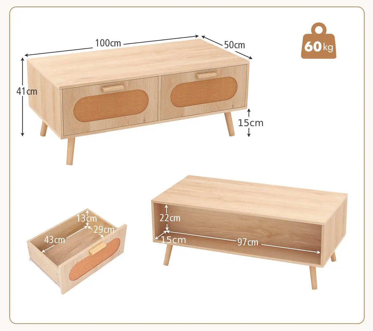 Masa pentru reviste Costway JV11728NA (Natural)