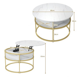 Masuta cafea Costway JV11826WH (White/Gold) Thumb