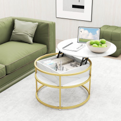 Masuta cafea Costway JV11826WH (White/Gold)