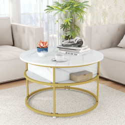 Masuta cafea Costway JV11826WH (White/Gold) Thumb
