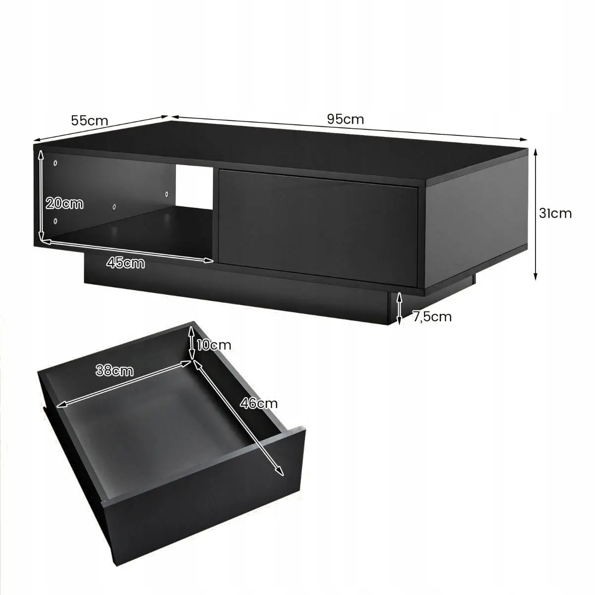 Журнальный столик Costway JV11839DK (Black) - 3