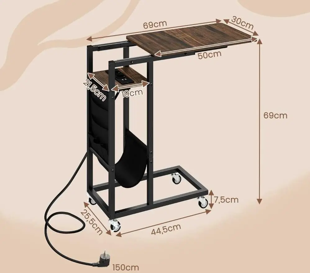 Журнальный столик Costway JV11948DE-CF (Brown/Black) - 5