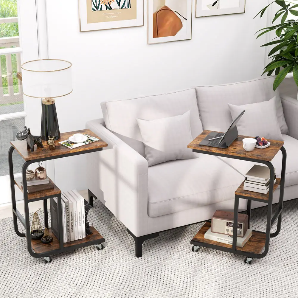 Журнальный столик Costway JV12140CF-2 (Brown/Black)