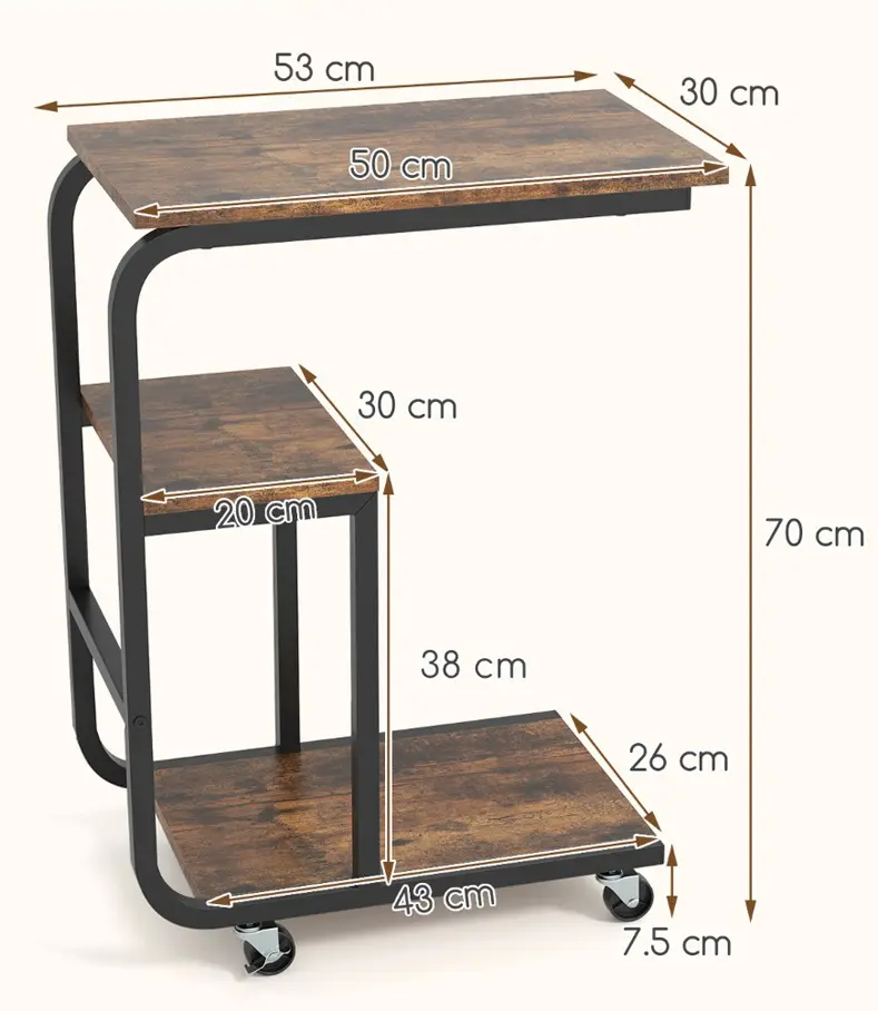 Журнальный столик Costway JV12140CF-2 (Brown/Black)