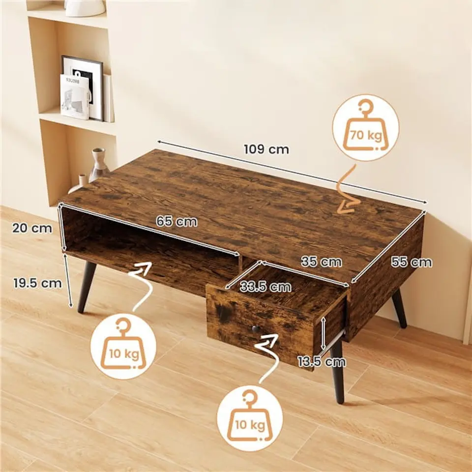 Masa pentru reviste Costway JV12314CF (Rustic Brown)