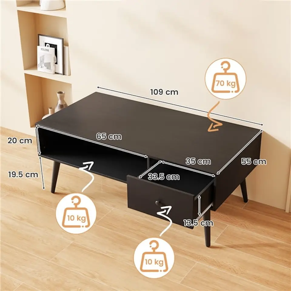 Журнальный столик Costway JV12314DK (Black)