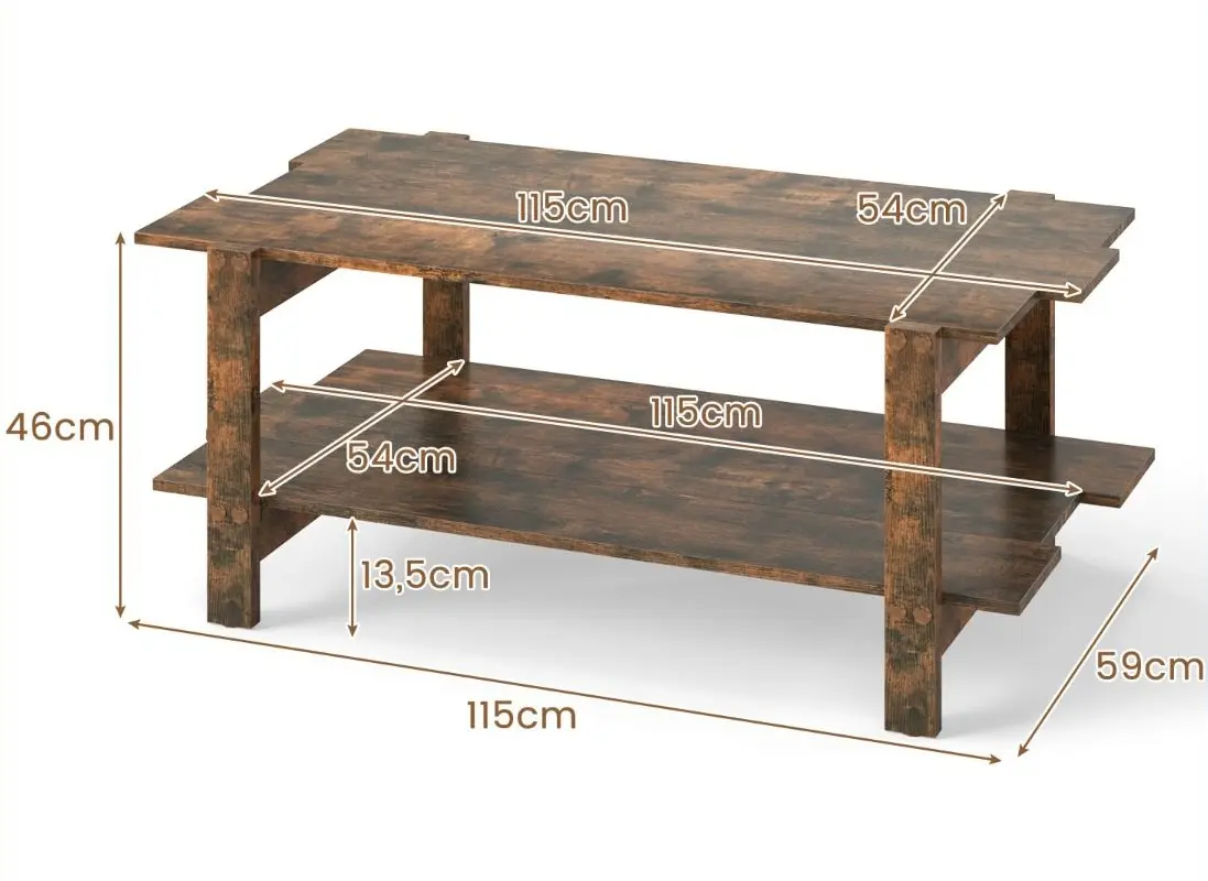 Masa pentru reviste Costway JV12564CF (Rustic Brown)