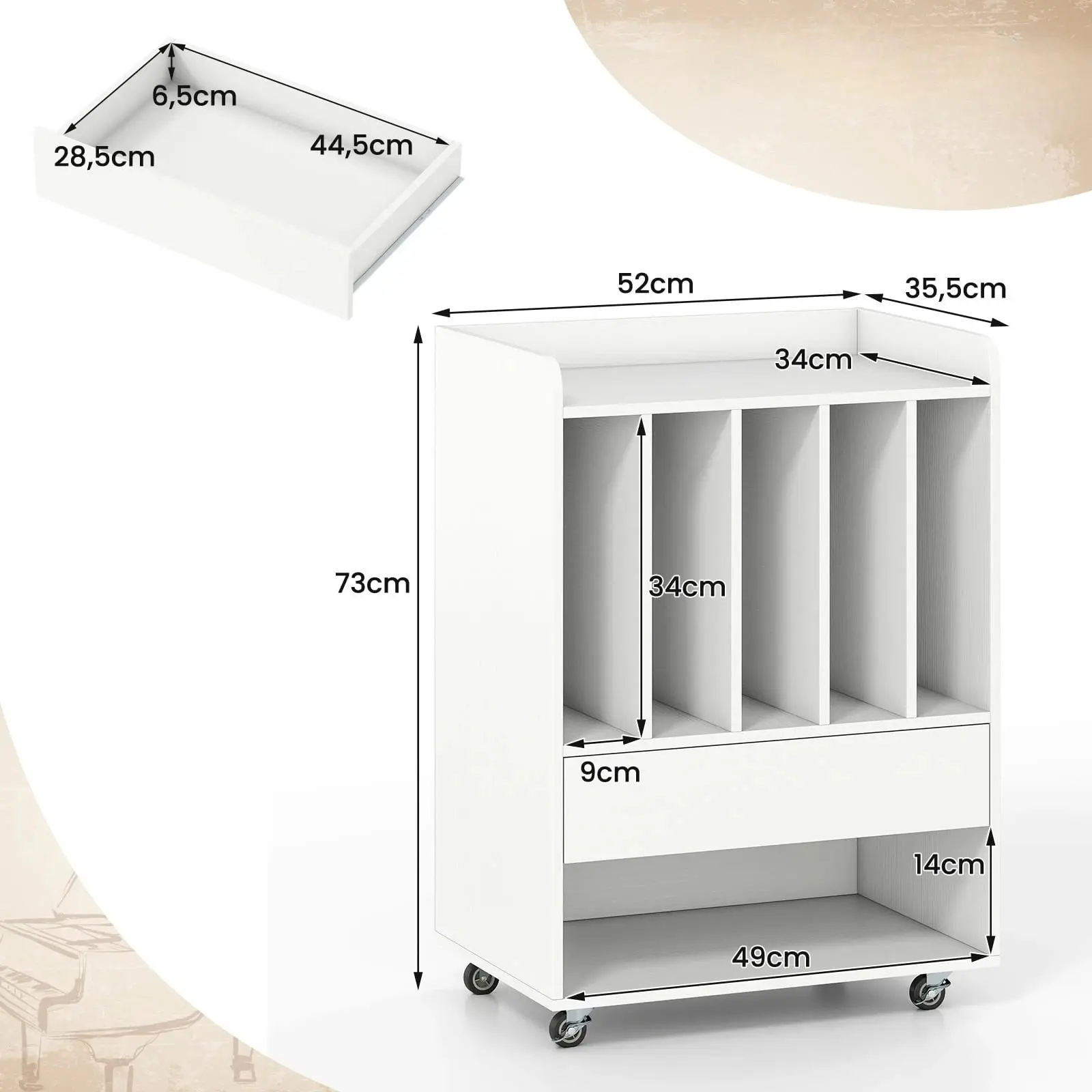 Журнальный столик Costway JV13285WH (White) - 4