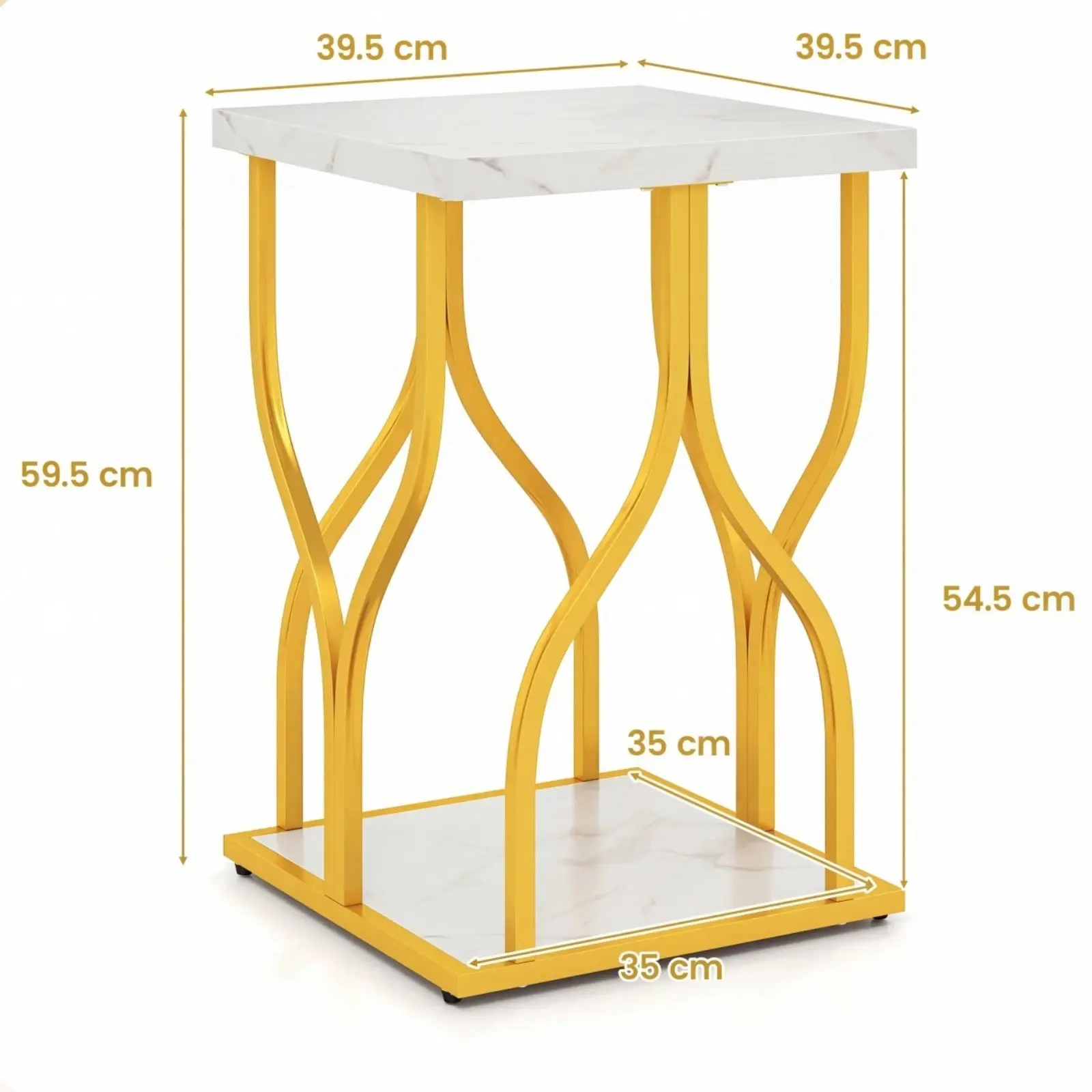 Masuta cafea Costway JV13297WH (White/Gold) - 3