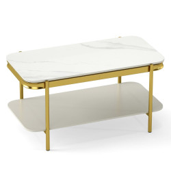 Журнальный столик Costway JV13338WH (White/Gold) Thumb