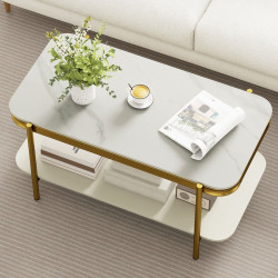 Журнальный столик Costway JV13338WH (White/Gold) Thumb
