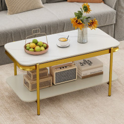 Журнальный столик Costway JV13338WH (White/Gold)