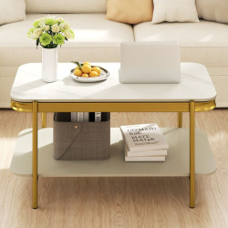 Журнальный столик Costway JV13338WH (White/Gold) Thumb