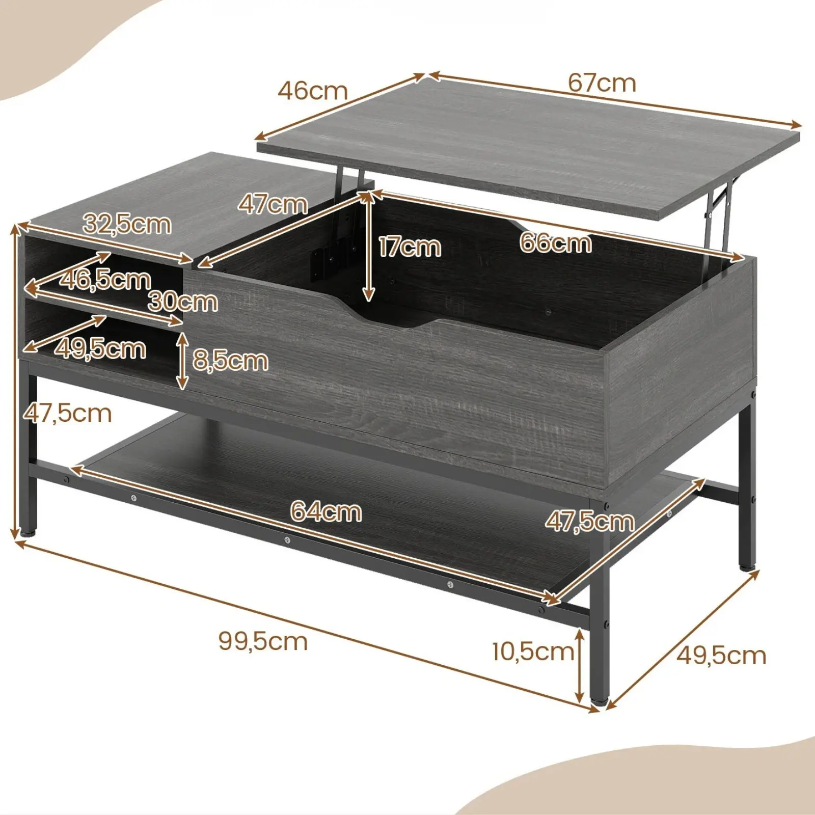 Masa pentru reviste Costway JV13418GR (Grey) - 4