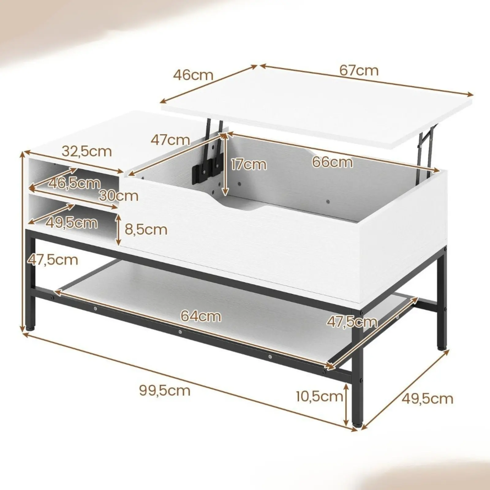 Masuta cafea Costway JV13418WH (White) - 3