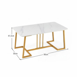 Masuta cafea Costway JV13658WH (White/Gold) Thumb