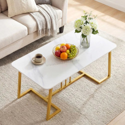 Masuta cafea Costway JV13658WH (White/Gold)