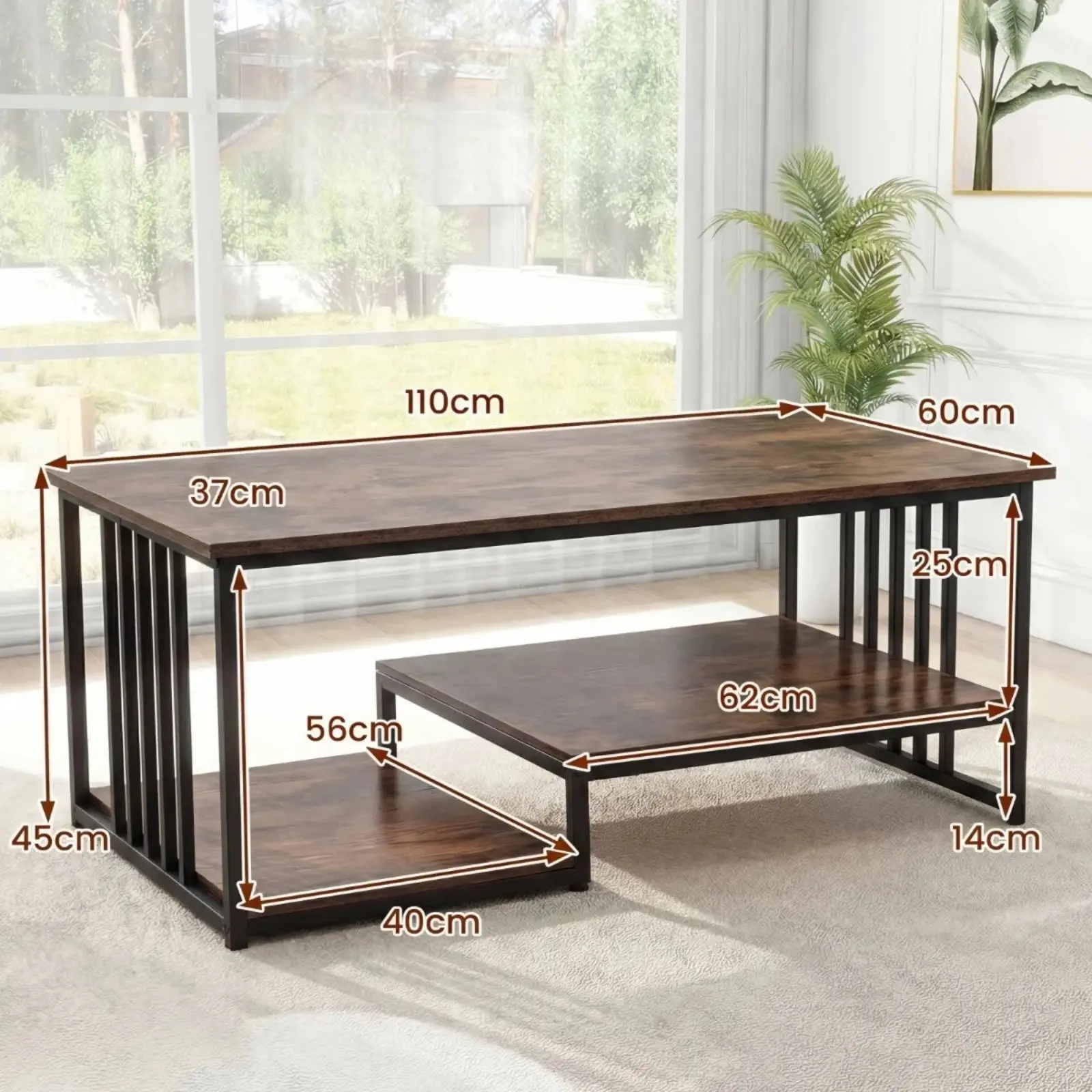 Masuta cafea Costway JV13765CF (Brown) - 3