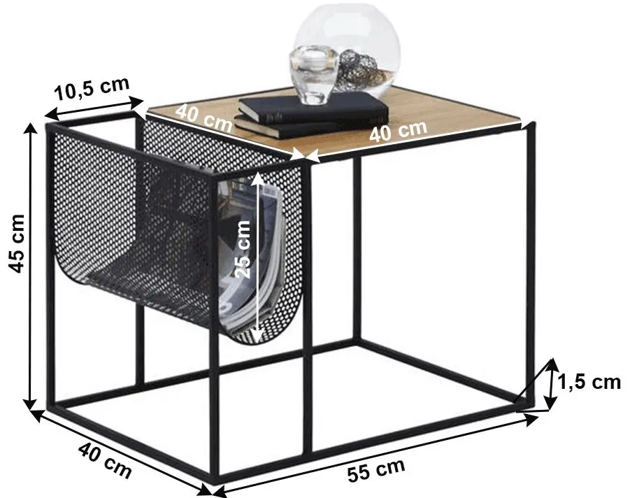 Masa pentru reviste Tempo Kondela Flyn (Walnut/Black)