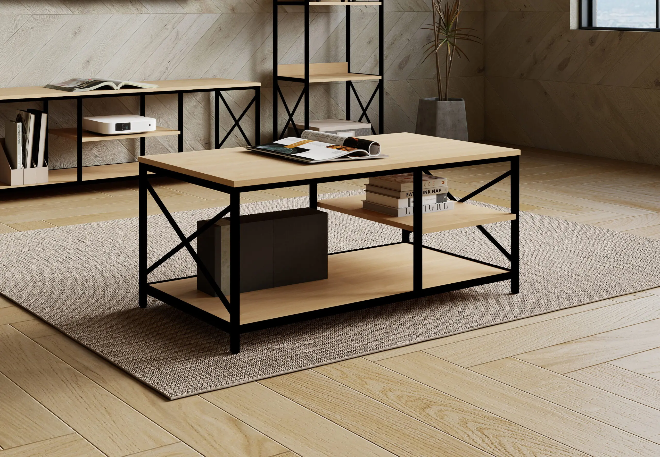 Журнальный столик DP Larson (Black/Wood) - 2