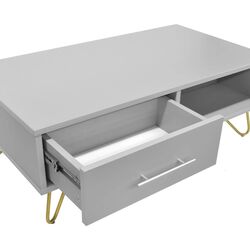 Masa pentru reviste DP Mia cu sertare (Grey/Gold) Thumb