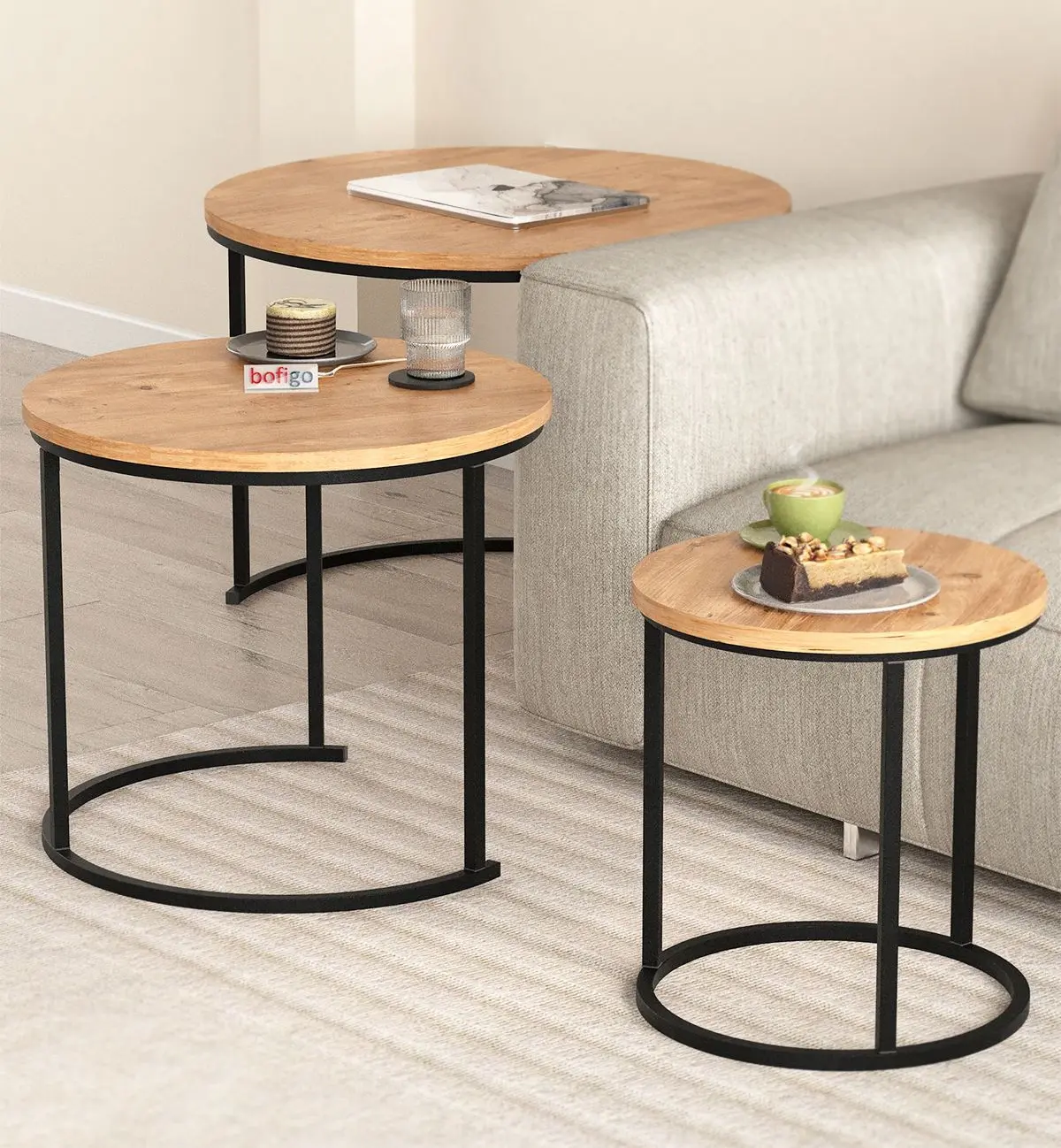 Набор журнальных столиков Bofigo Kamer (Pine/Black) - 2