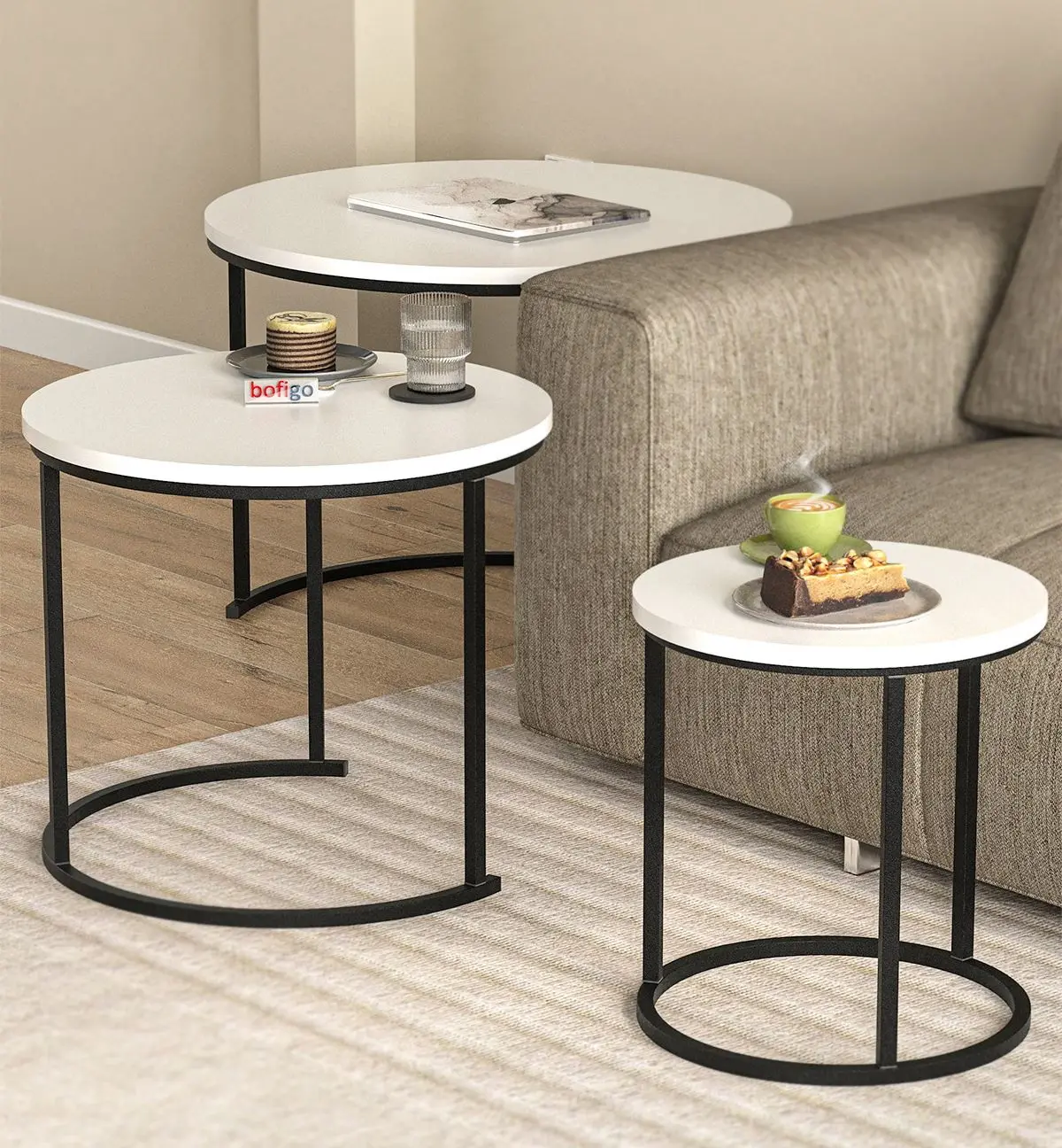Набор журнальных столиков Bofigo Kamer (White/Black) - 2