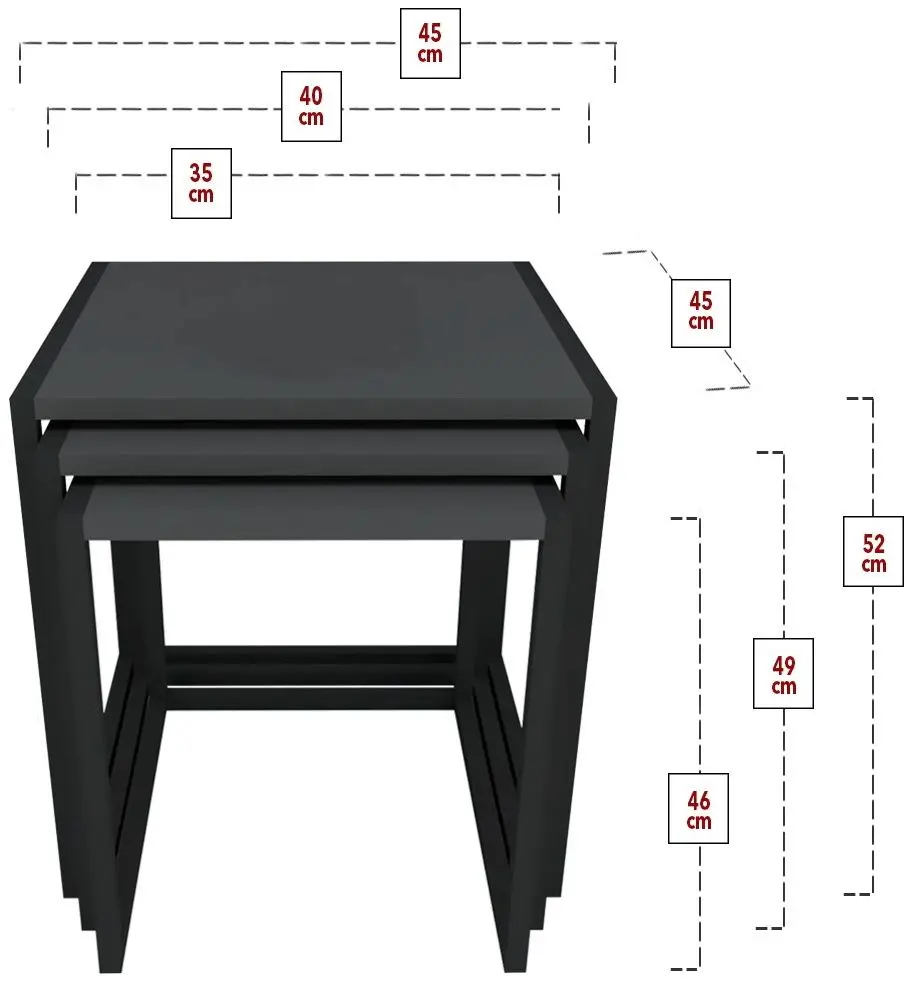 Set masute pentru reviste Bofigo Metal Nesting (Anthracite/Black)