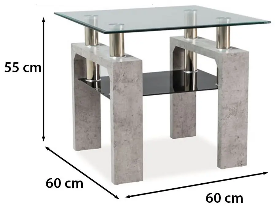 Masa pentru reviste Signal Lisa D (Transparent/Concrete)
