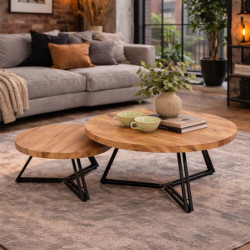 Set mese de cafea Halmar Anger (Gold Oak/Black)